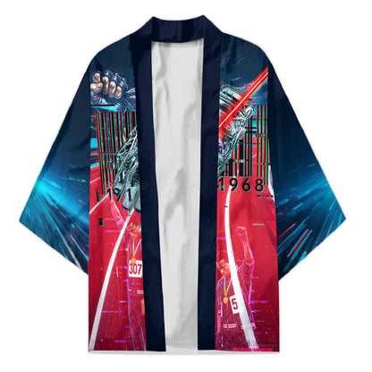 African American 1968 Black Power Salute Kimono Retro Cyberpunk Sci-Fi Tech Civil Rights Art