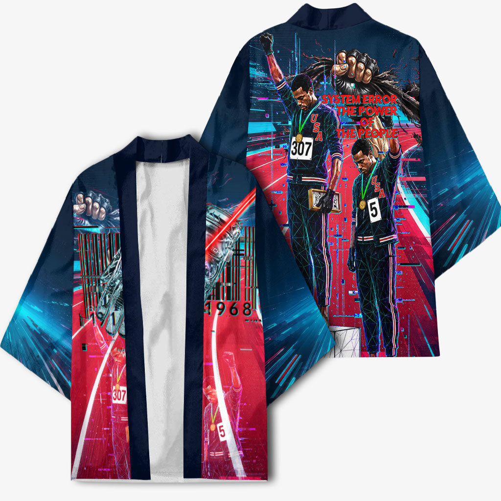 African American 1968 Black Power Salute Kimono Retro Cyberpunk Sci-Fi Tech Civil Rights Art