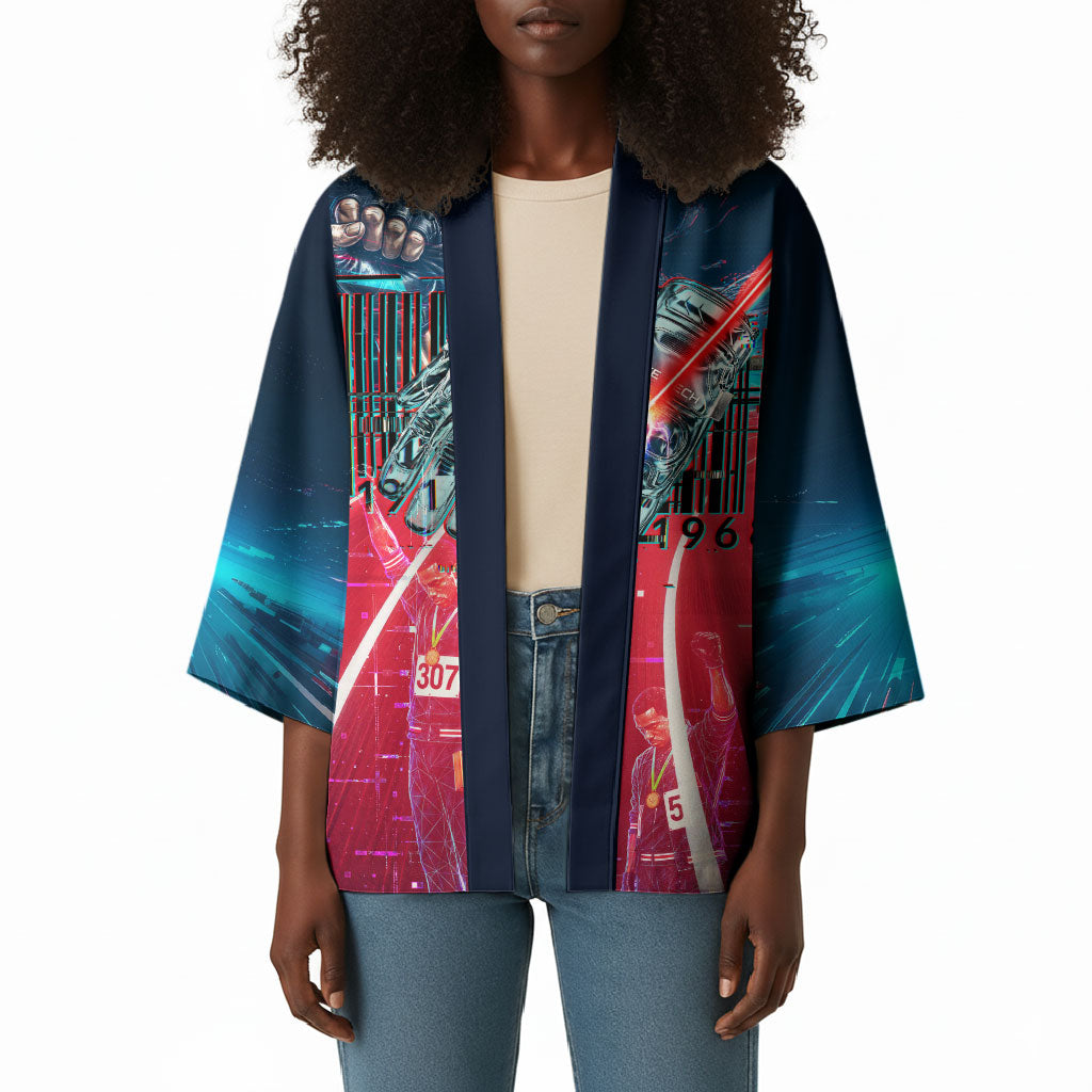 African American 1968 Black Power Salute Kimono Retro Cyberpunk Sci-Fi Tech Civil Rights Art