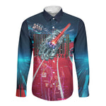 African American 1968 Black Power Salute Long Sleeve Button Shirt Retro Cyberpunk Sci-Fi Tech Civil Rights Art
