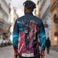 African American 1968 Black Power Salute Long Sleeve Button Shirt Retro Cyberpunk Sci-Fi Tech Civil Rights Art