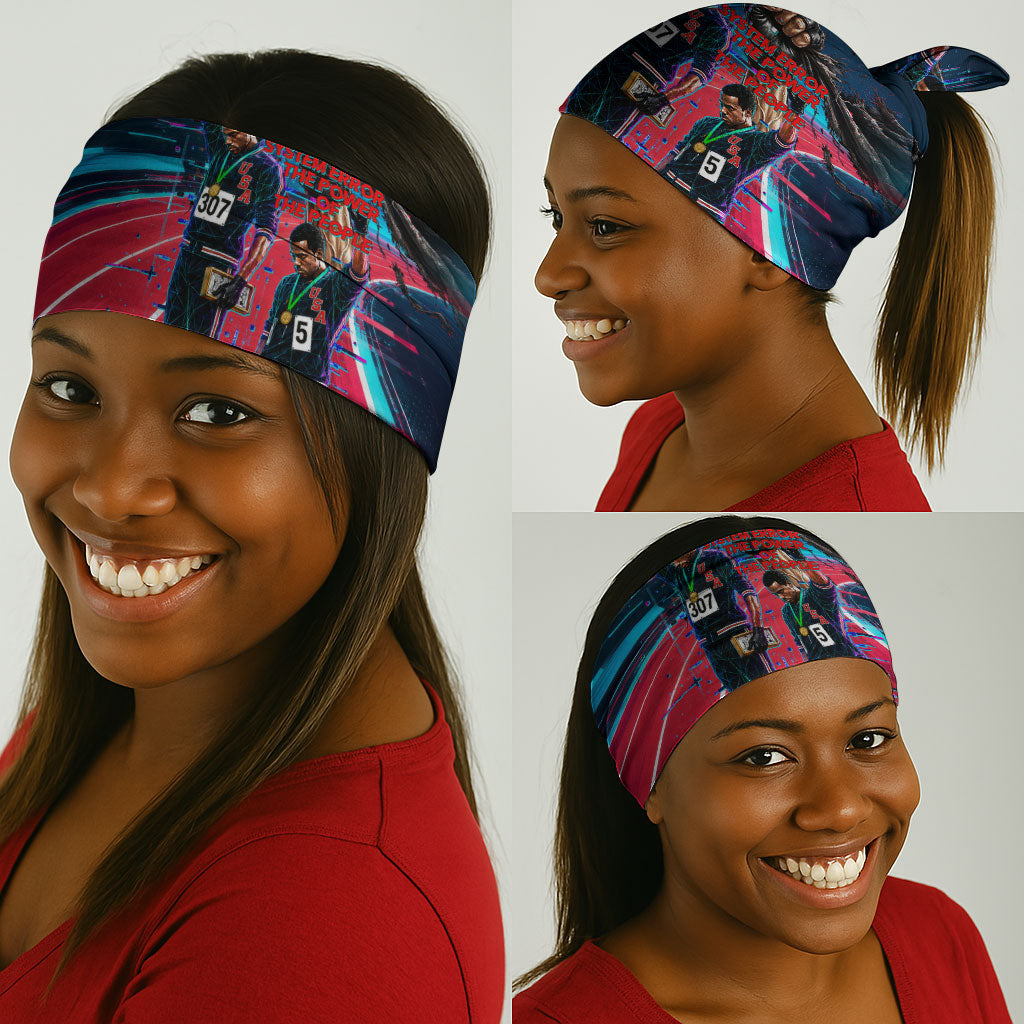 African American 1968 Black Power Salute Neck Gaiter Retro Cyberpunk Sci-Fi Tech Civil Rights Art