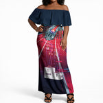 African American 1968 Black Power Salute Off Shoulder Maxi Dress Retro Cyberpunk Sci-Fi Tech Civil Rights Art
