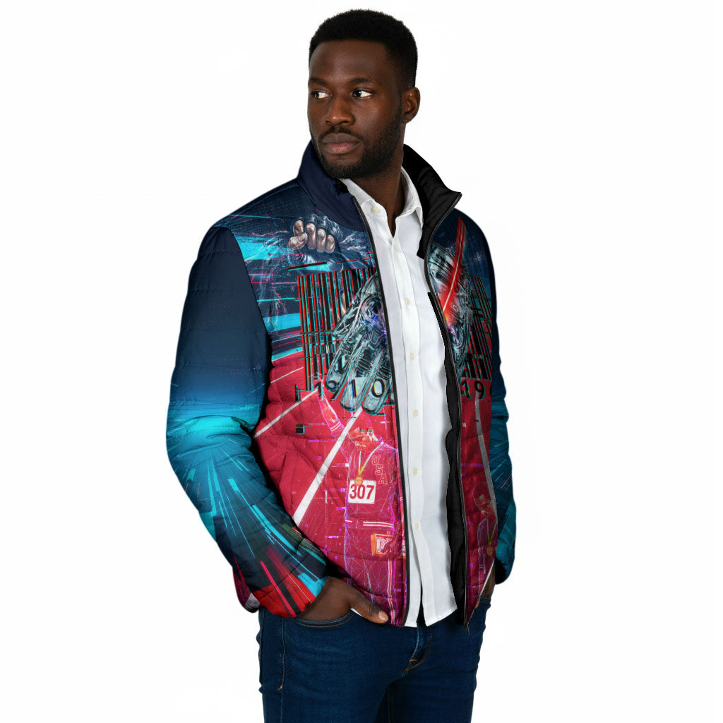 African American 1968 Black Power Salute Padded Jacket Retro Cyberpunk Sci-Fi Tech Civil Rights Art