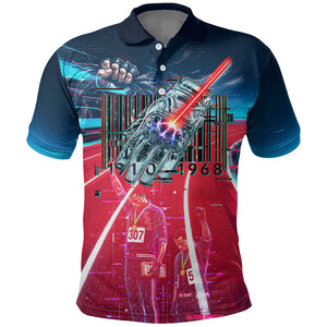 African American 1968 Black Power Salute Polo Shirt Retro Cyberpunk Sci-Fi Tech Civil Rights Art