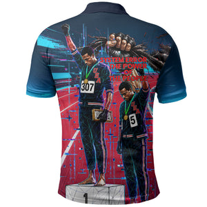 African American 1968 Black Power Salute Polo Shirt Retro Cyberpunk Sci-Fi Tech Civil Rights Art