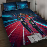 African American 1968 Black Power Salute Quilt Bed Set Retro Cyberpunk Sci-Fi Tech Civil Rights Art