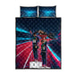 African American 1968 Black Power Salute Quilt Bed Set Retro Cyberpunk Sci-Fi Tech Civil Rights Art