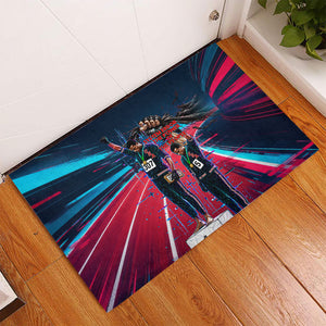 African American 1968 Black Power Salute Rubber Doormat Retro Cyberpunk Sci-Fi Tech Civil Rights Art