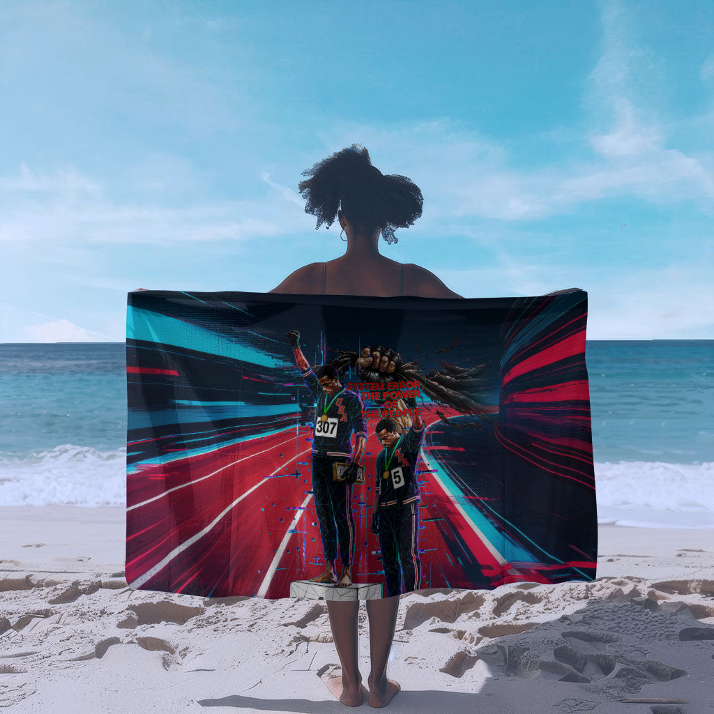 African American 1968 Black Power Salute Sarong Retro Cyberpunk Sci-Fi Tech Civil Rights Art