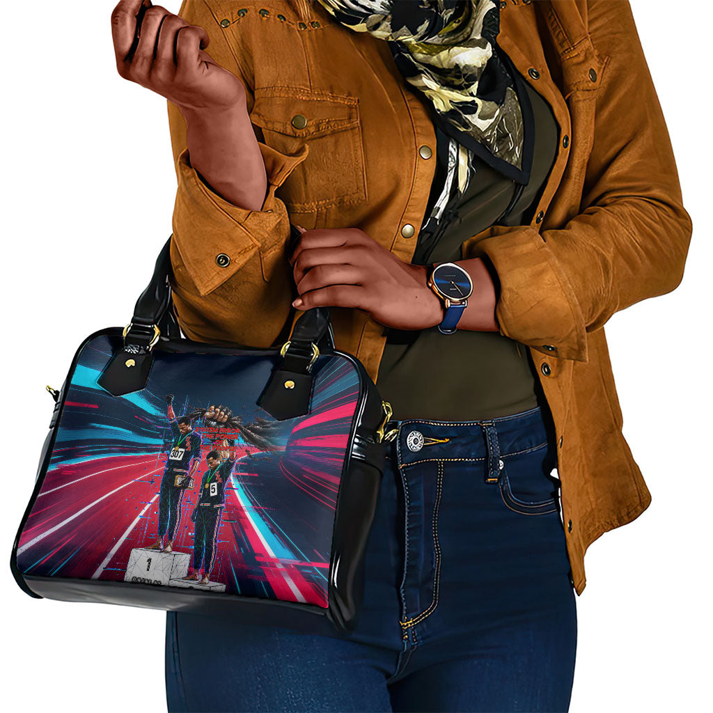 African American 1968 Black Power Salute Shoulder Handbag Retro Cyberpunk Sci-Fi Tech Civil Rights Art