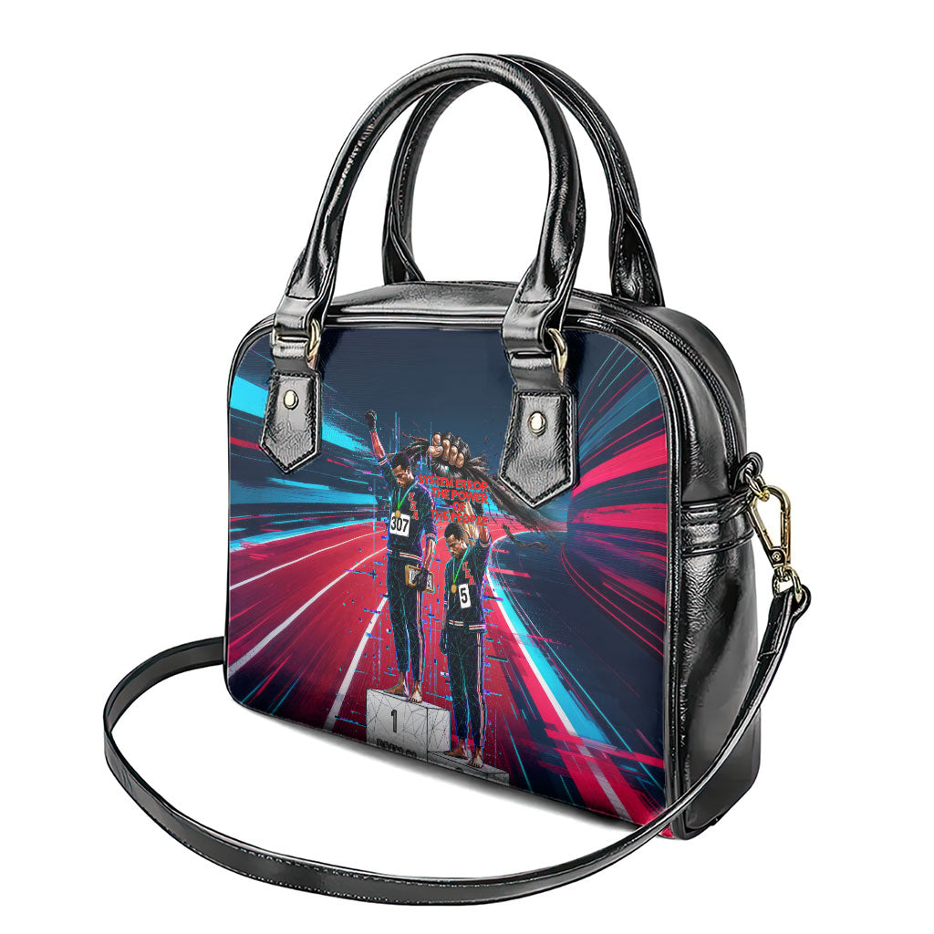 African American 1968 Black Power Salute Shoulder Handbag Retro Cyberpunk Sci-Fi Tech Civil Rights Art