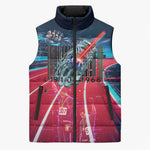 African American 1968 Black Power Salute Sleeveless Puffer Jacket Retro Cyberpunk Sci-Fi Tech Civil Rights Art