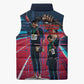 African American 1968 Black Power Salute Sleeveless Puffer Jacket Retro Cyberpunk Sci-Fi Tech Civil Rights Art