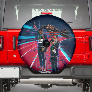 African American 1968 Black Power Salute Spare Tire Cover Retro Cyberpunk Sci-Fi Tech Civil Rights Art