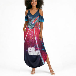 African American 1968 Black Power Salute Summer Maxi Dress Retro Cyberpunk Sci-Fi Tech Civil Rights Art