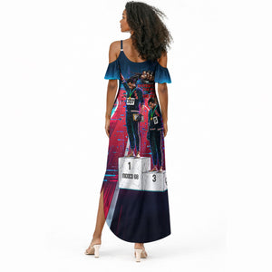 African American 1968 Black Power Salute Summer Maxi Dress Retro Cyberpunk Sci-Fi Tech Civil Rights Art