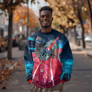 African American 1968 Black Power Salute Sweatshirt Retro Cyberpunk Sci-Fi Tech Civil Rights Art