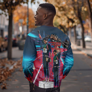 African American 1968 Black Power Salute Sweatshirt Retro Cyberpunk Sci-Fi Tech Civil Rights Art