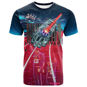 African American 1968 Black Power Salute T shirt Retro Cyberpunk Sci-Fi Tech Civil Rights Art