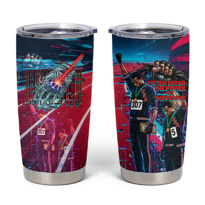 African American 1968 Black Power Salute Tumbler Cup Retro Cyberpunk Sci-Fi Tech Civil Rights Art