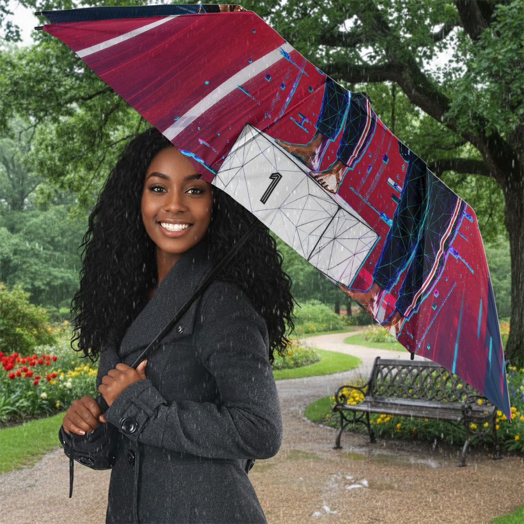 African American 1968 Black Power Salute Umbrella Retro Cyberpunk Sci-Fi Tech Civil Rights Art