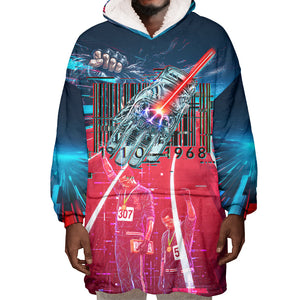 African American 1968 Black Power Salute Wearable Blanket Hoodie Retro Cyberpunk Sci-Fi Tech Civil Rights Art