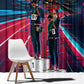 African American 1968 Black Power Salute Window Curtain Retro Cyberpunk Sci-Fi Tech Civil Rights Art