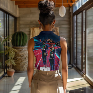 African American 1968 Black Power Salute Women Sleeveless Polo Shirt Retro Cyberpunk Sci-Fi Tech Civil Rights Art