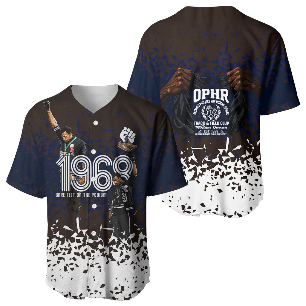 Black Power Salute African Human Rights Baseball Jersey Civil Rights Movement OPHR Mexico City 1968 Retro