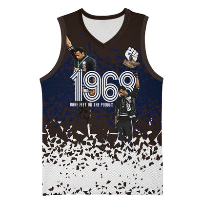 Black Power Salute African Human Rights Basketball Jersey Civil Rights Movement OPHR Mexico City 1968 Retro