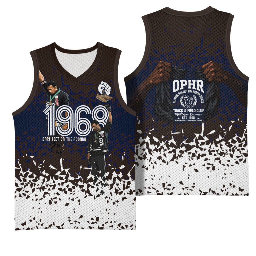 Black Power Salute African Human Rights Basketball Jersey Civil Rights Movement OPHR Mexico City 1968 Retro