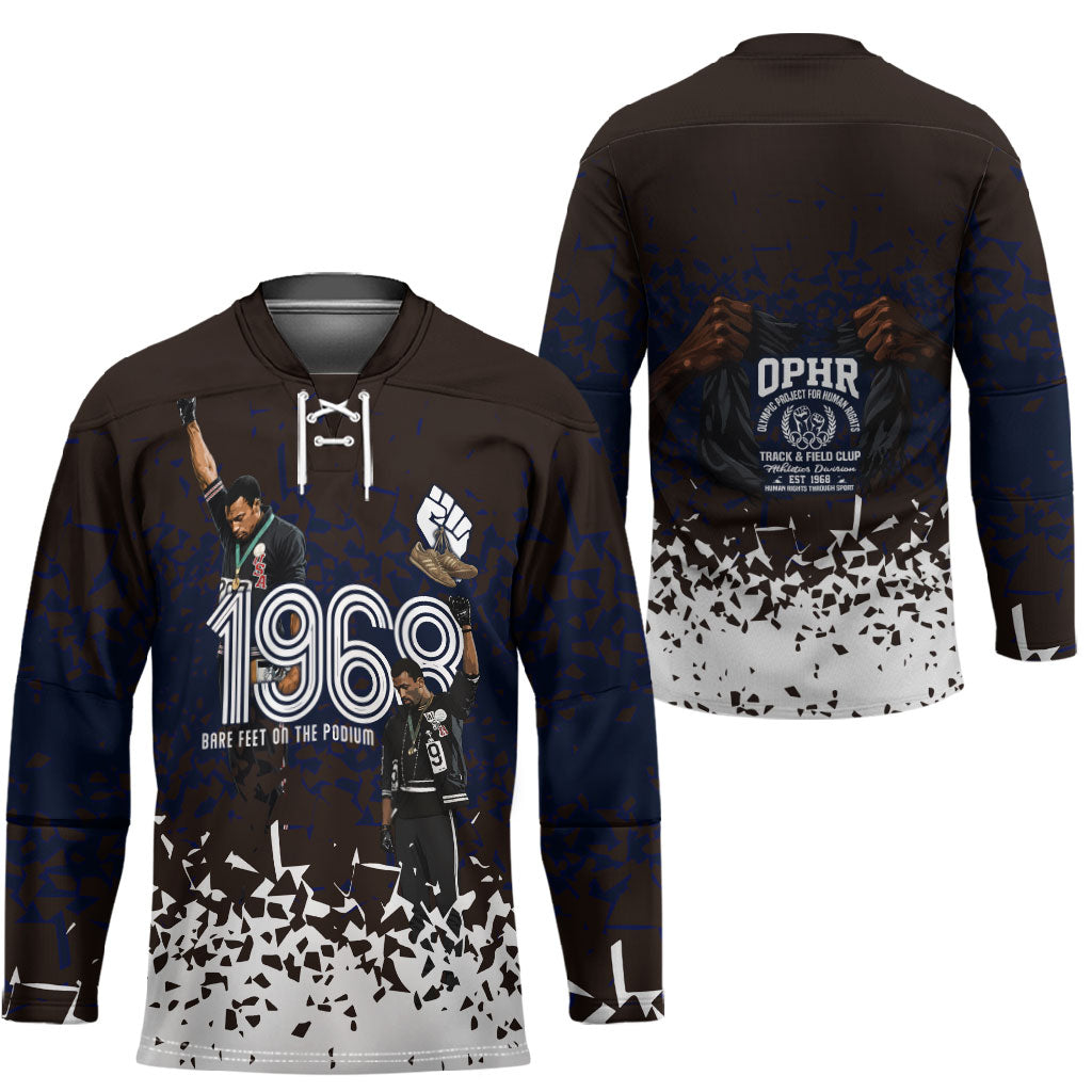 Black Power Salute African Human Rights Hockey Jersey Civil Rights Movement OPHR Mexico City 1968 Retro