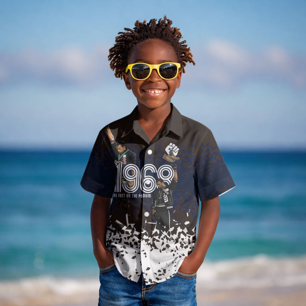Black Power Salute African Human Rights Kid Hawaiian Shirt Civil Rights Movement OPHR Mexico City 1968 Retro