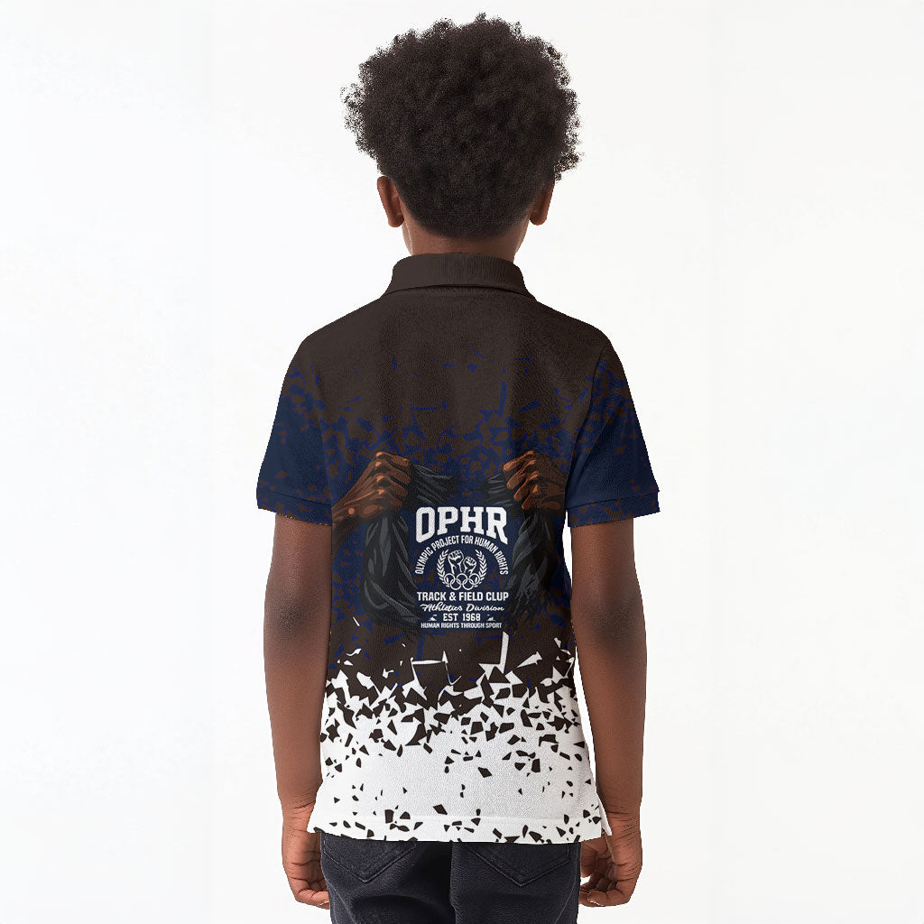 Black Power Salute African Human Rights Kid Polo Shirt Civil Rights Movement OPHR Mexico City 1968 Retro