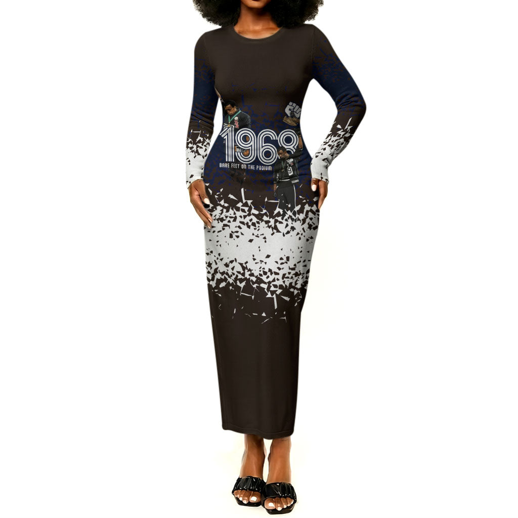 Black Power Salute African Human Rights Long Sleeve Bodycon Dress Civil Rights Movement OPHR Mexico City 1968 Retro