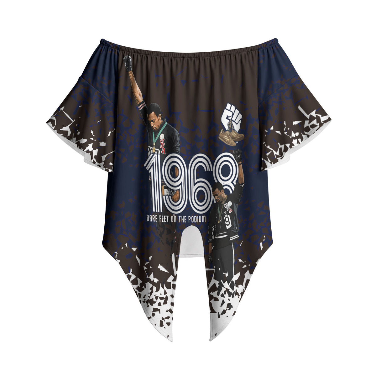 Black Power Salute African Human Rights Off Shoulder Wrap Waist Top Civil Rights Movement OPHR Mexico City 1968 Retro