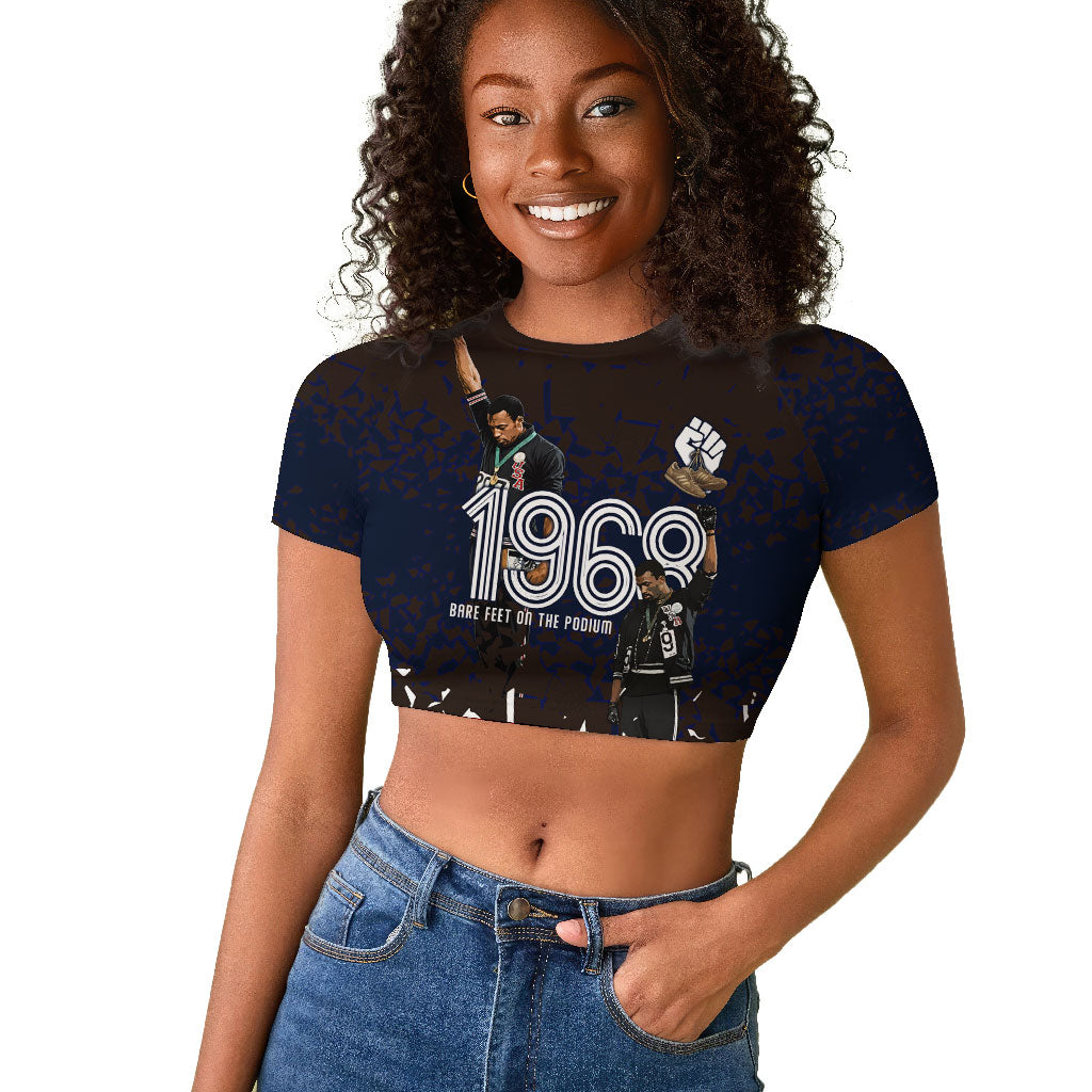 Black Power Salute African Human Rights Raglan Cropped T shirt Civil Rights Movement OPHR Mexico City 1968 Retro