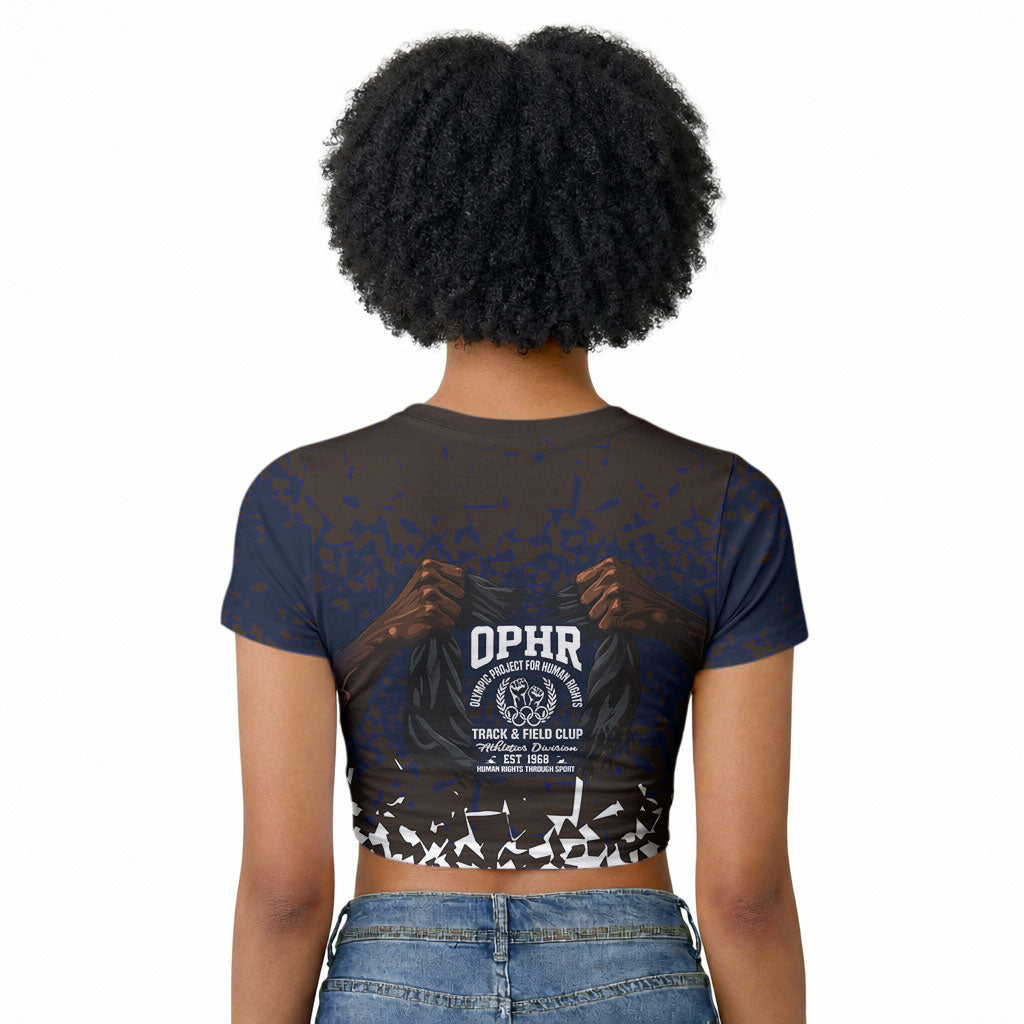 Black Power Salute African Human Rights Raglan Cropped T shirt Civil Rights Movement OPHR Mexico City 1968 Retro