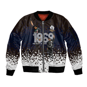 Black Power Salute African Human Rights Sleeve Zip Bomber Jacket Civil Rights Movement OPHR Mexico City 1968 Retro