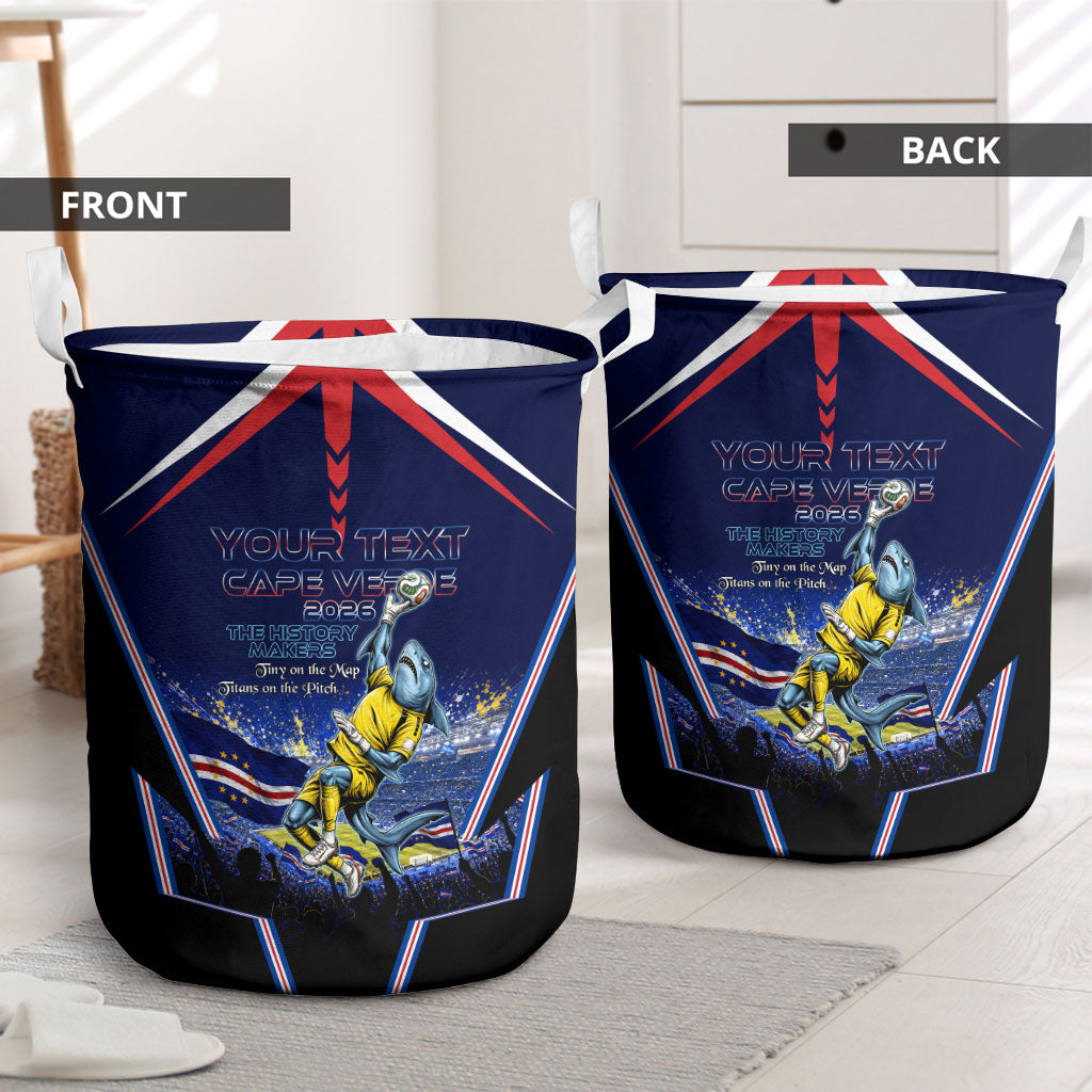 Personalized Cape Verde Blue Sharks Laundry Basket African Pride Dynamic Stadium Soccer Graphic Art