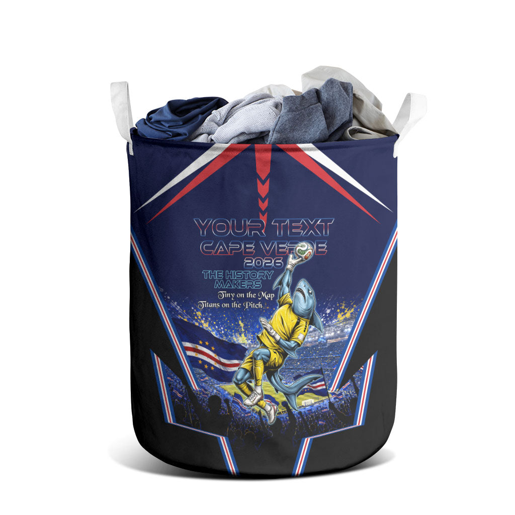 Personalized Cape Verde Blue Sharks Laundry Basket African Pride Dynamic Stadium Soccer Graphic Art