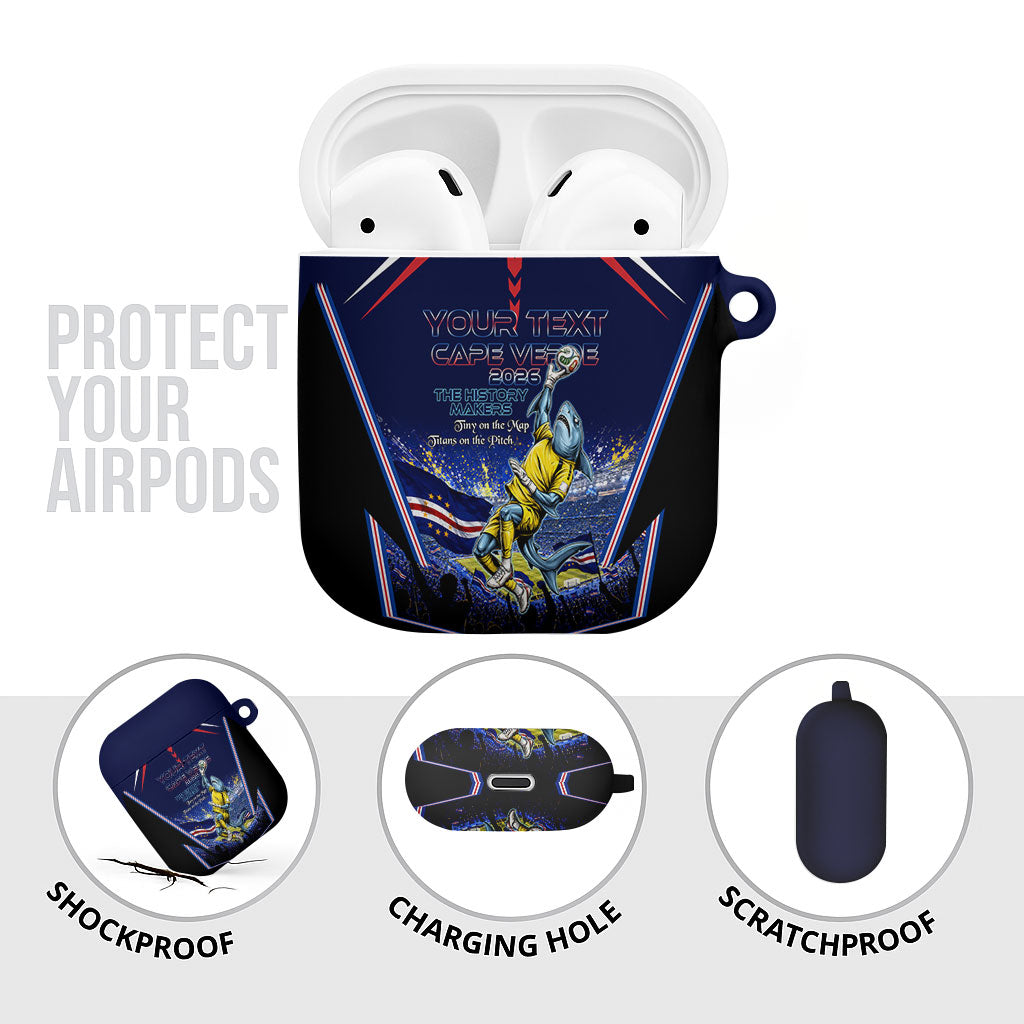 Personalized Cape Verde Blue Sharks AirPods Case African Pride Dynamic Stadium Soccer Graphic Art