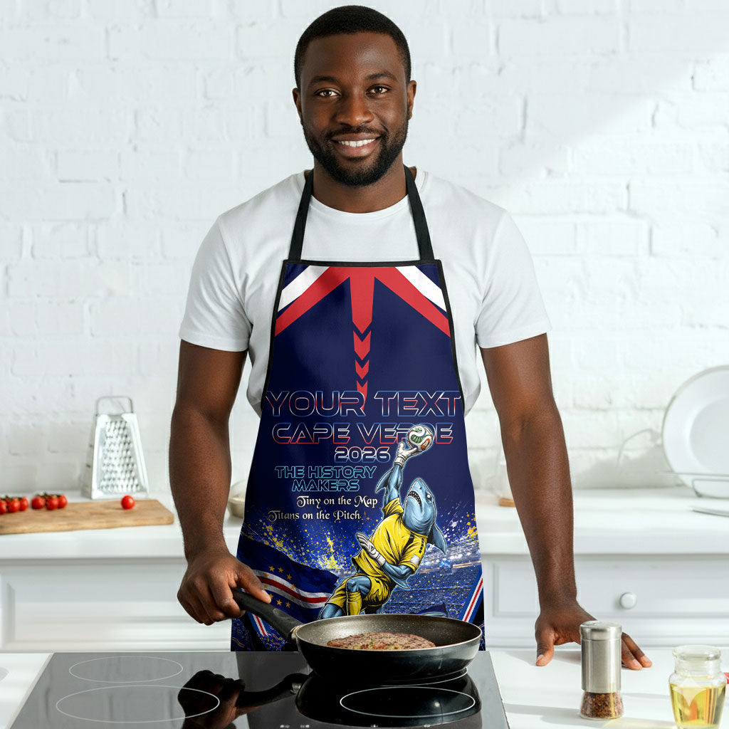 Personalized Cape Verde Blue Sharks Apron African Pride Dynamic Stadium Soccer Graphic Art