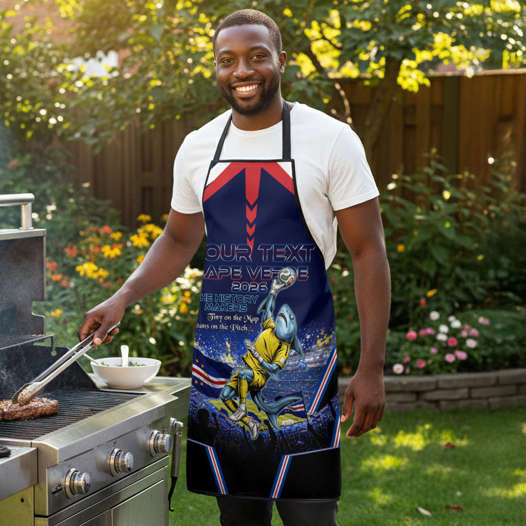 Personalized Cape Verde Blue Sharks Apron African Pride Dynamic Stadium Soccer Graphic Art