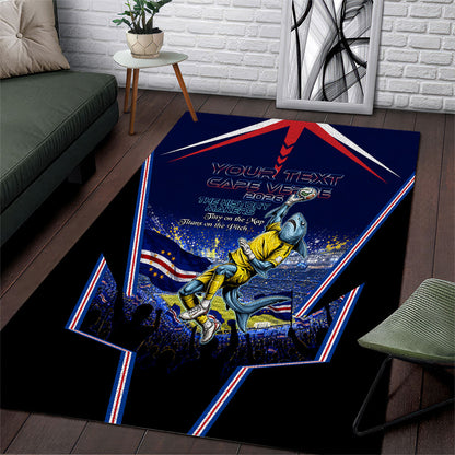 Personalized Cape Verde Blue Sharks Area Rug African Pride Dynamic Stadium Soccer Graphic Art