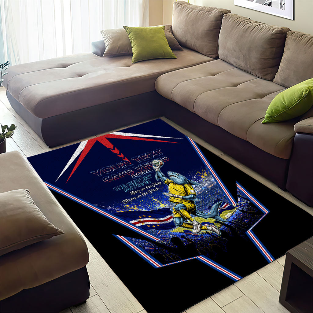 Personalized Cape Verde Blue Sharks Area Rug African Pride Dynamic Stadium Soccer Graphic Art