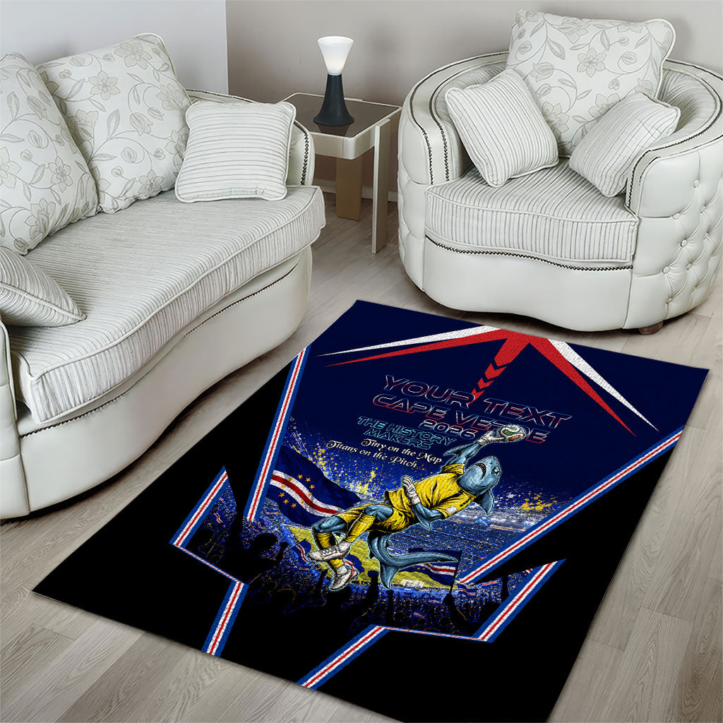 Personalized Cape Verde Blue Sharks Area Rug African Pride Dynamic Stadium Soccer Graphic Art