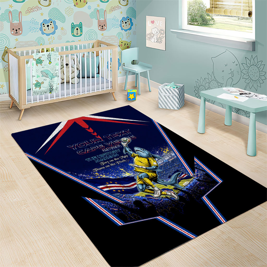 Personalized Cape Verde Blue Sharks Area Rug African Pride Dynamic Stadium Soccer Graphic Art