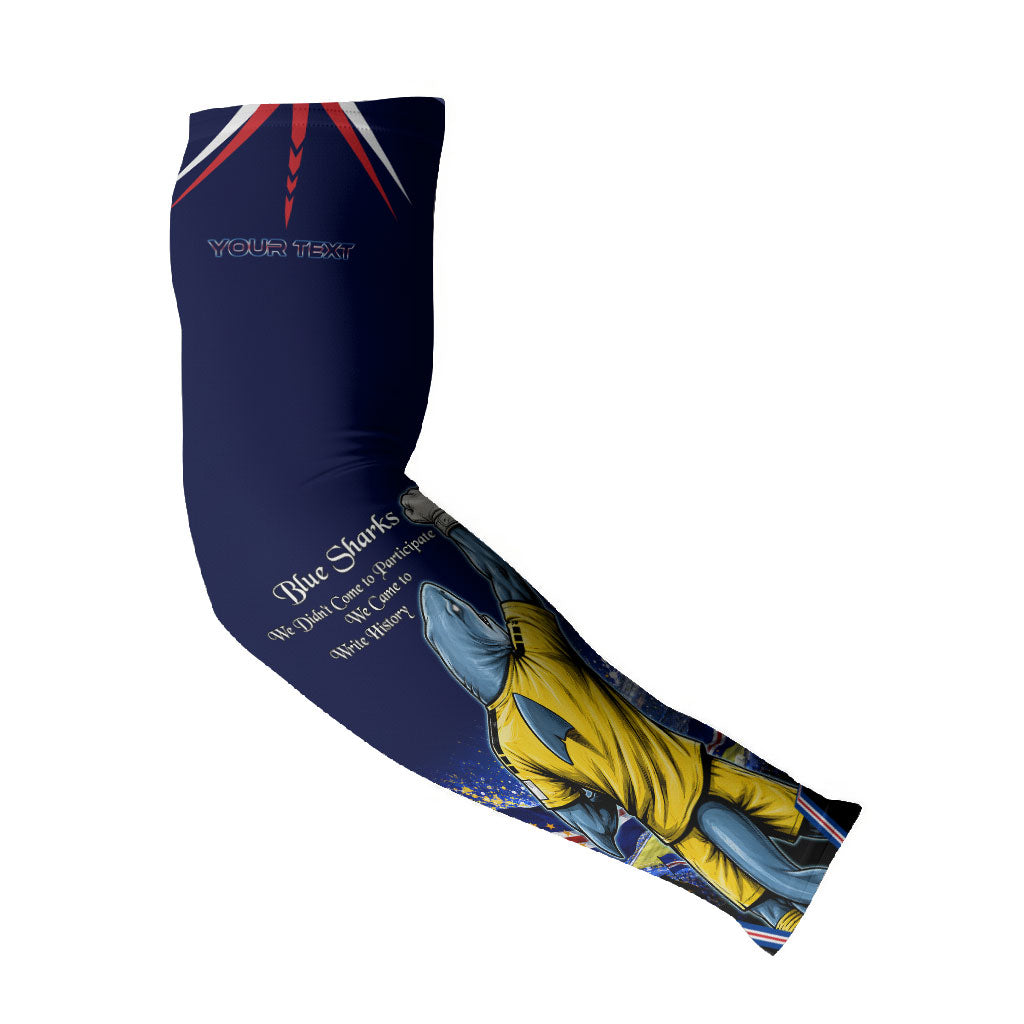 Personalized Cape Verde Blue Sharks Arm Sleeves African Pride Dynamic Stadium Soccer Graphic Art